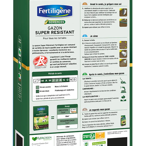 Gazon Super Résistant Label Rouge - 1kg - 40m² FERTILIGENE - Image 2